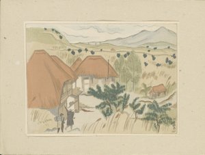 Kawakami kuumavesilähteet Kawakami Onsen (otsikko esineessä) Osa kaksi, Aizun alue (sarjan nimi) Dai nishû, Aizu no bu (sarjan nimi) Printit japanilaisista maisemista (sarjan nimi) Nihon fûkei hanga (sarjan nimi) tekijältä Morita Tsunetomo
