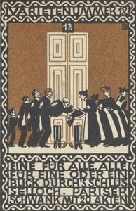 Variety Act 12: Yksi kaikkien puolesta, kaikki yhden puolesta tai vilkaisu Avaimenreiän Varietenummer 1..., 1907. tekijältä Moritz Jung
