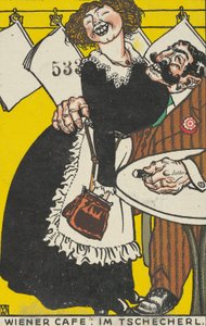 Wieniläinen kahvila: Pienessä kahvilassa Wienin kahvila: Im Tschecherl, 1911.