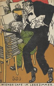 Wieniläinen kahvila: Lukusalissa Wiener Café: Im Lesezimmer, 1911. tekijältä Moritz Jung