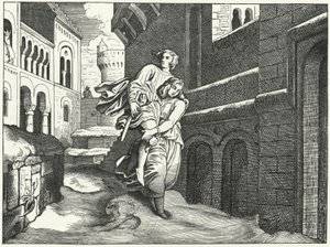 Einhard ja Emma (kaiverrus) tekijältä Moritz Ludwig von Schwind