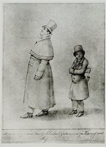 Johann Michael Vogl ja Franz Schubert marssivat taisteluun ja voittoon... (kaiverrus). tekijältä Moritz Ludwig von Schwind