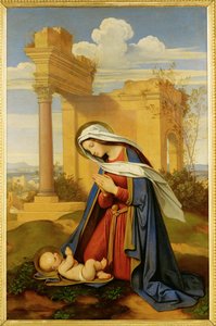 Neitsyt Maria palvelee lasta ... (maalaus kankaalle) tekijältä Moritz Ludwig von Schwind