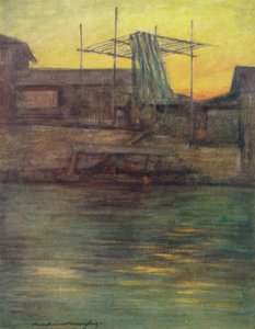 "A Back Canal, Osaka", c1887, 1901 tekijältä Mortimer L Menpes