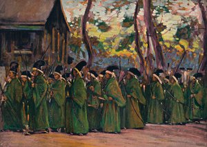 Jousimiesten kulku Kiotossa, n. 1897 tekijältä Mortimer L Menpes