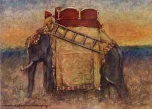 Keski-Intian norsu (väri litho) tekijältä Mortimer Ludington Menpes