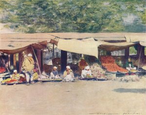 Markkinapäivä Peshawurissa, 1905 tekijältä Mortimer Ludington Menpes