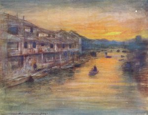 Suurella kanavalla, Osaka, c1887, 1901 tekijältä Mortimer Ludington Menpes