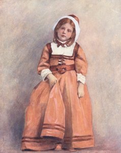 Maailman lapset: American, The Salmon Gown (värilitografia). tekijältä Mortimer Ludington Menpes
