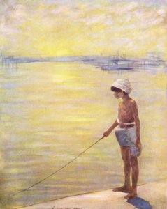 Maailman lapset: Cingalese, Kalastus (värilitografia). tekijältä Mortimer Ludington Menpes