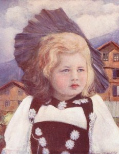 Maailman lapset: Interlakenin vauva (värilitografia). tekijältä Mortimer Ludington Menpes