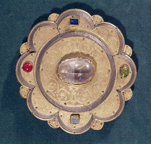 Monipuolinen pyhäinjäännös, 1200-luku (kulta, puu ja jalokivet)
