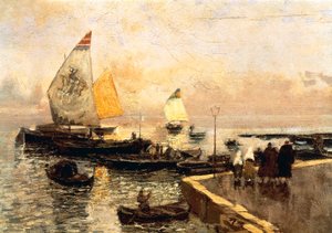 Barcos de Carvão em Chioggia, de Mose Bianchi (1840-1904).finlandês tekijältä Mose Bianchi