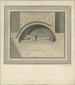 Elford Church - "The Stanley Monument": vesiväripiirros, nd [?18th century] tekijältä Moses Griffiths