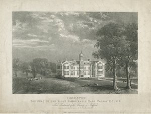 Ingestre Hall: litografia, nd [c 1840] tekijältä Moses Webster