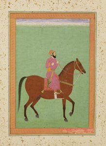 Mughal Amir hevosen selässä, n. 1670-80, Large Clive -albumista tekijältä Mughal School