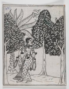 Kamod Ragini, 1605-1610 (muste paperille) tekijältä Mughal School