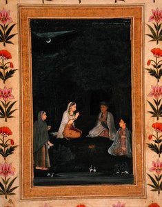 Babae na bumibisita sa isang ashram sa gabi, mula sa Small Clive Albumfinn tekijältä Mughal School