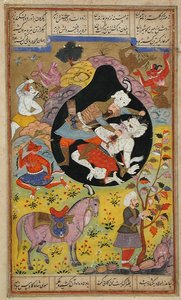 Rustam Slays the White Div, 1608 tekijältä Mughal School