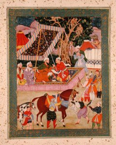 Kohtaus Hawkingin tutkimusmatkalla, Large Clive -albumista, n. 1570 tekijältä Mughal School