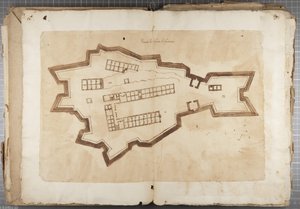 Portfolio Urbinon Mutio Oddin ja muiden piirustuksista - Fuentesin satama, n. 1635-1640 (kynä ja muste paperille sidottussa tilavuudessa)