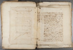 Portfolio Urbinon Mutio Oddin ym. piirustuksista, s. 120, n. 1635-1640 (kynä ja muste paperille sidottussa tilavuudessa)
