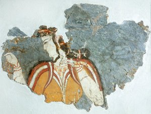 Hovinrouva, fresko Mycenaen palatsista, Kreikasta, mykeneen sivilisaatiosta tekijältä Mycenaean