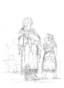 Amerikan intiaani nainen ja lapsi, 1841.