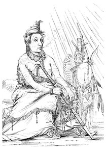 Muotokuva Black Moccasinista, Minnetareesin päällikkö, 1841. tekijältä Myers and Co