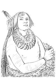 Muotokuva Hänestä, joka ryntää läpi keskellä, intiaani mies, 1841. tekijältä Myers and Co