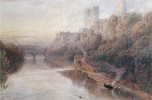 Durhamin linna (akvarelli paperille) tekijältä Myles Birket Foster