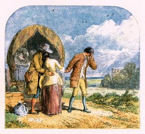 Kuvitus "Autioitu kylä" tekijältä Myles Birket Foster