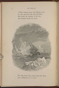 Kuvitus sivulla 10 Samuel Taylor Coleridgen teoksesta "The Rime of the Ancient Mariner" tekijältä Myles Birket Foster