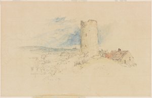 Old Windmill on Windmill Hills, Gateshead (lyijykynä ja akvarelli paperille (liimattu kartongille)) tekijältä Myles Birket Foster