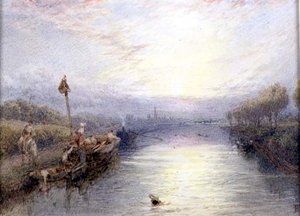 Jokimaisema (akvarelli) tekijältä Myles Birket Foster