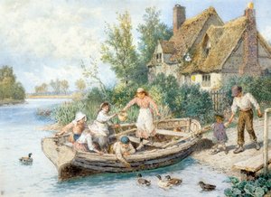 Lautta (akvarelli) tekijältä Myles Birket Foster