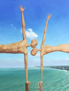 Surrealistinen suuteleva pariskunta