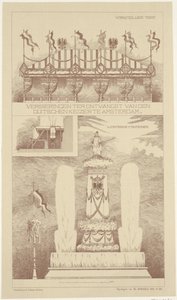 Kunniamerkit Saksan keisarin vierailun aikana Amsterdamissa, 1891 Koristeet Saksan keisarin vastaanotolle Amsterdamissa (esineessä) tekijältä NV Drukkerij G.J. Thieme