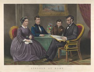 Lincoln kotona, 1867 tekijältä Nathaniel Currier