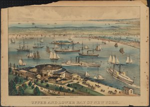 New Yorkin ylä- ja alalahti, noin 1881 tekijältä Nathaniel Currier