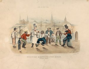 Cuffee Dancing for Ankeriaat – Catharine Market (elämää New Yorkissa) tekijältä Currier and Ives
