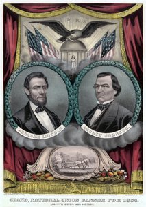 Suuri kansallisliiton lippu vuodelle 1864 (värilitografia) tekijältä Currier and Ives