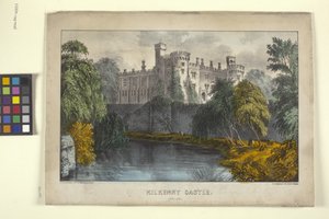 Kilkenny Castle, Irlanti (käsinvärjätty litografia)