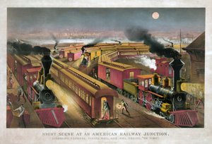 Currier & Ivesin yökohtaus American Railway Junctionissa tekijältä Currier and Ives