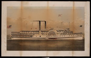 Paddle Steamer City of Troy Citizens Line Troy and Saratoga (litografia, värillinen)