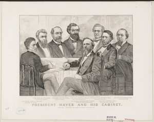 Presidentti Hayes ja hänen kabinettinsa, n. 1877 (litho) tekijältä Currier and Ives