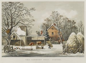 Maanviljelijän koti - talvi tekijältä Currier and Ives