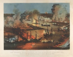 Splendid Naval Triumph Mississippillä, 24. huhtikuuta tekijältä Currier and Ives