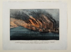 Fort Henryn pommitus ja valloitus, Tennessee, noin 1862. tekijältä N. and Ives, J.M. Currier