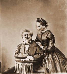 Muotokuva Alexandre Dumas Perestä, kirjailijasta 1802-1870 ja hänen tyttärestään Marie Dumasista 1831-1878 (kuva) tekijältä Nadar